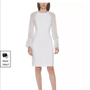 Calvin Klein Petite Sheer-Sleeve Sheath Dress